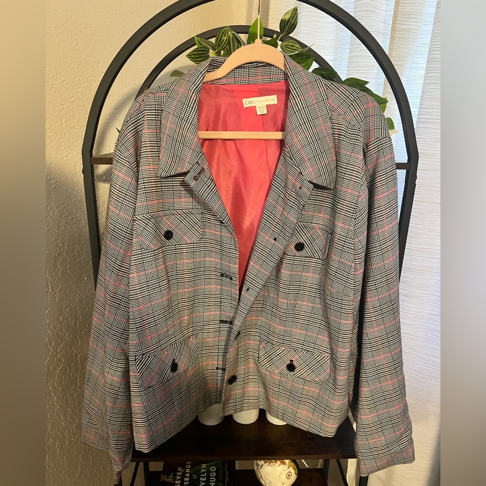 Cato Pink and Black Plaid Blazer